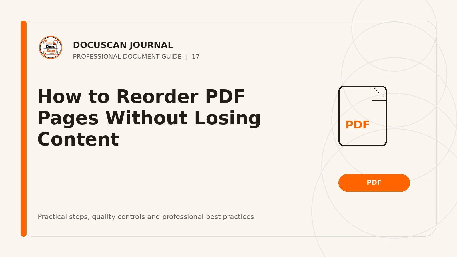 DocuScan Journal cover for How to Reorder PDF Pages Without Losing Content