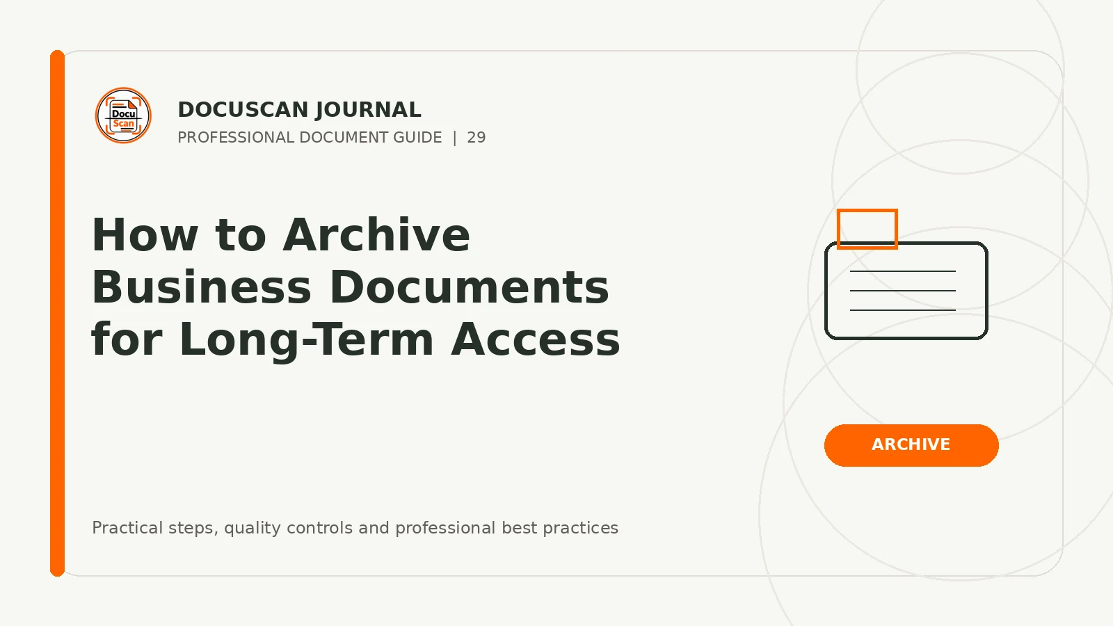DocuScan Journal cover for How to Archive Business Documents for Long-Term Access