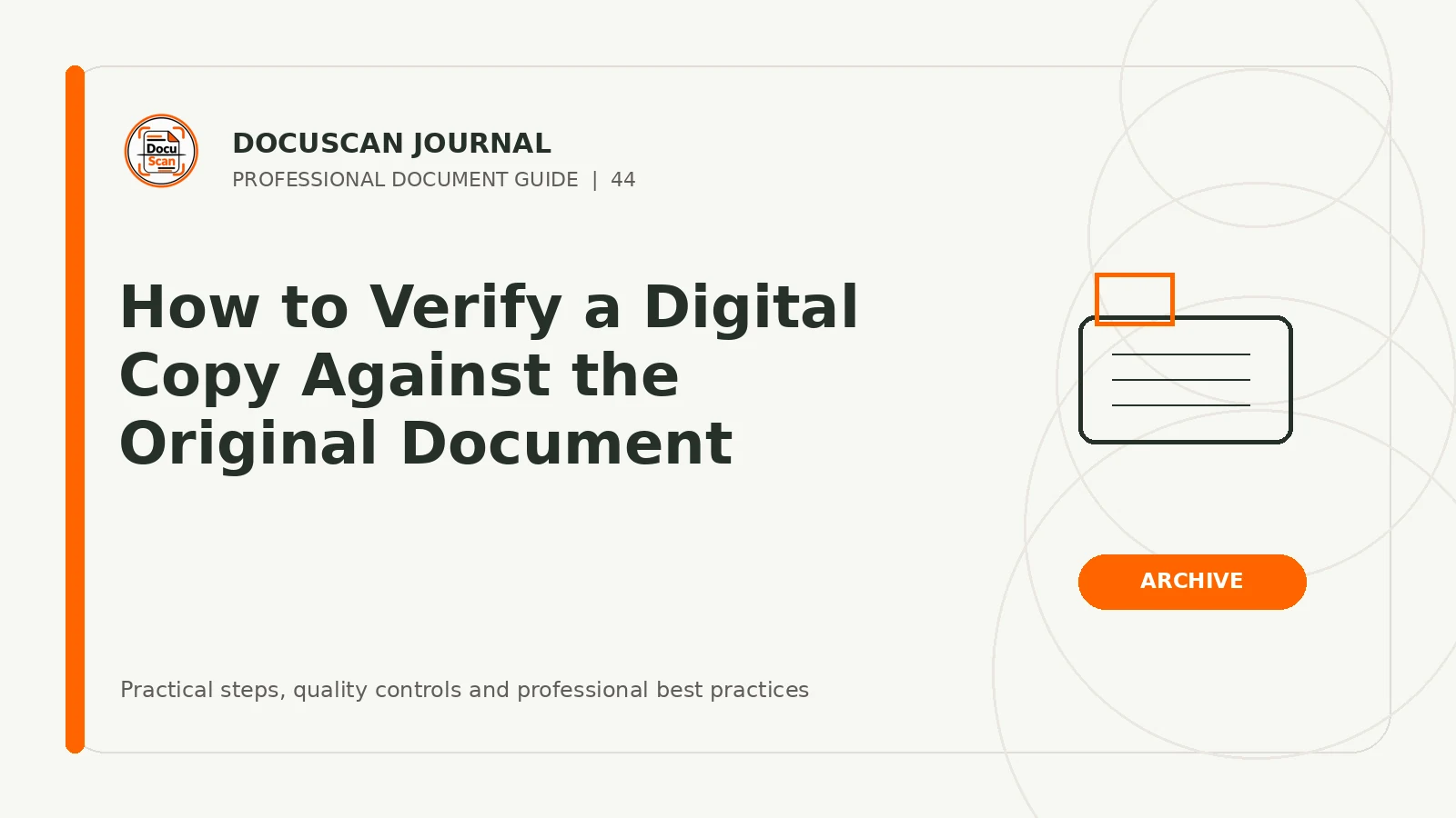 DocuScan Journal cover for How to Verify a Digital Copy Against the Original Document